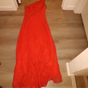 Chic One Shoulder Red Dress